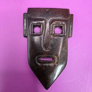 Chinese Nephrite Jade Mask Carving Pendant